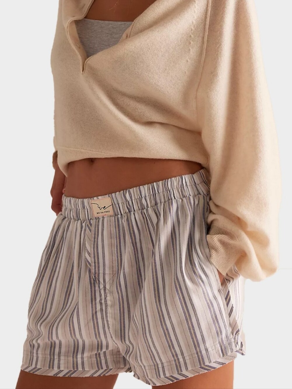 FREE PEOPLE Day to Day Grey Combo Womens Cotton Blend Soft & Cozy Boxers, NWT S